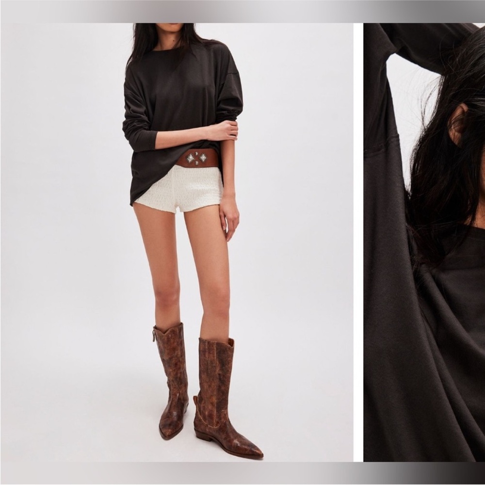 NWOT Free People We The Free Nina Long-Sleeve Tee - black - XS, Small - Picture 8 of 11